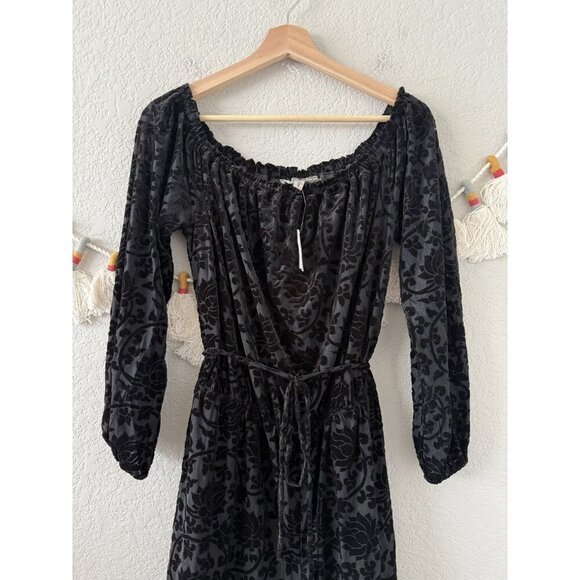 Ecote Urban Outfitters Black Paisley Velvet Off Shoulder Romper Whimsigoth Fairy - Picture 3 of 9
